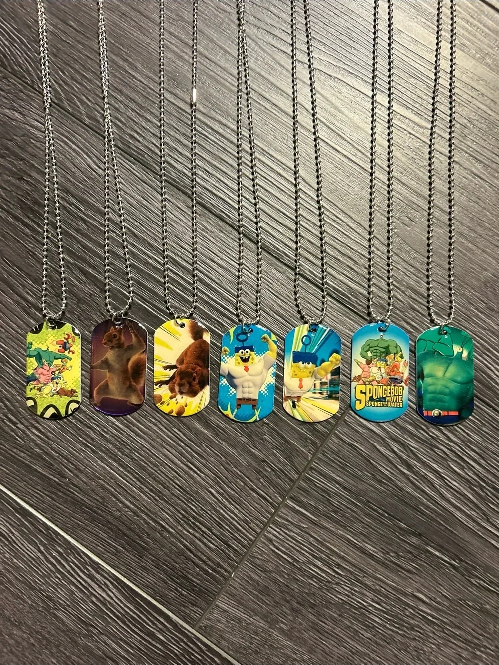 SpongeBob Movie Dog Tag Necklace Set - Bright Blue & Yellow Cartoon Charms